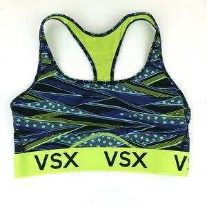 Victoria's Secret VSX Sport Bra Womens M Blue Neon Yellow The Player Racerback